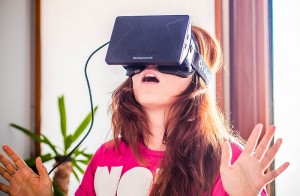 A woman testing Oculus Rift