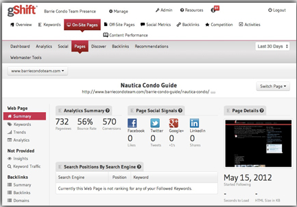 Screenshot of Gshift platform