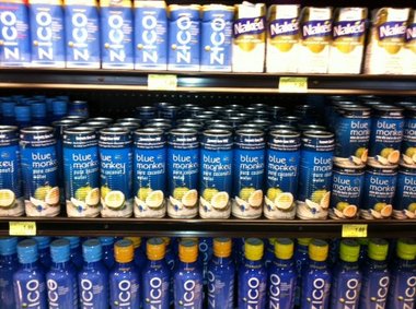 Coconut water on store shelves