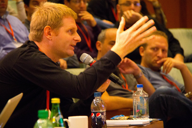 An Inbound attendee asking a panelist a question