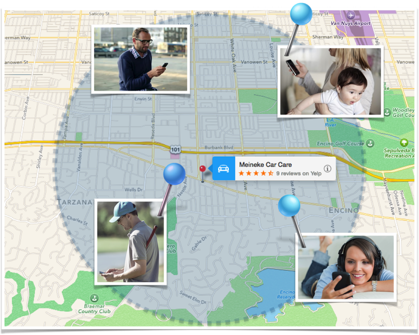 ReachLocal's illustration of how geofencing works for the B2C market