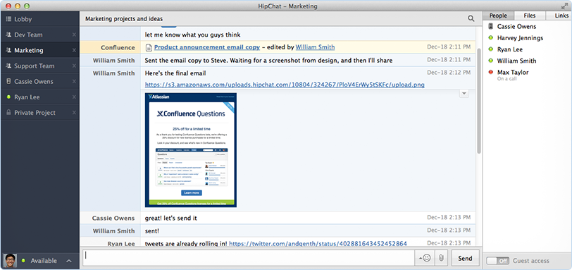 Example of HipChat in use Via Atlassian