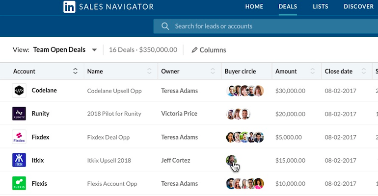 LinkedIn Sales Navigator Deals feature